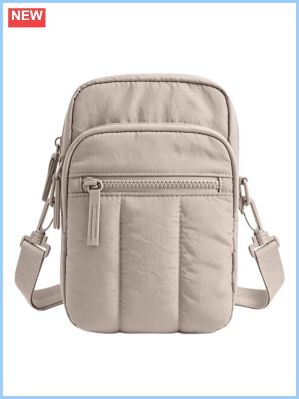 Quilted Puffer Crossbody Bag RFID Blocking Phone Purse Adjustable Strap